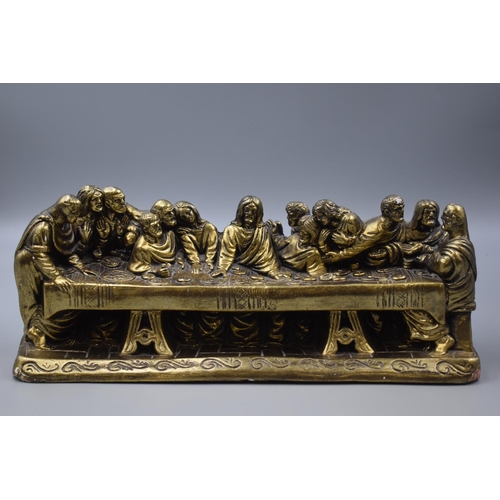 95 - Large Last Supper Diarama in Gilt Plaster. 16 Inches in Length