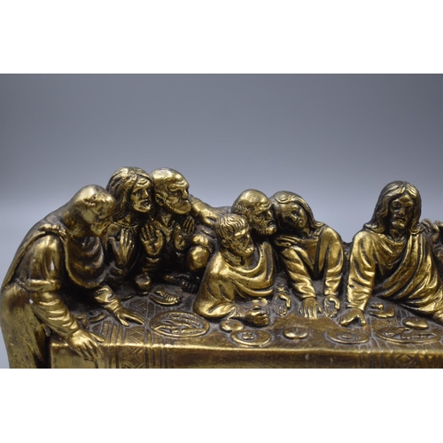 95 - Large Last Supper Diarama in Gilt Plaster. 16 Inches in Length