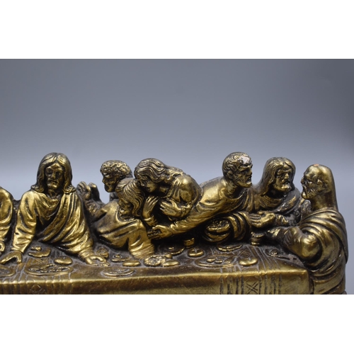 95 - Large Last Supper Diarama in Gilt Plaster. 16 Inches in Length