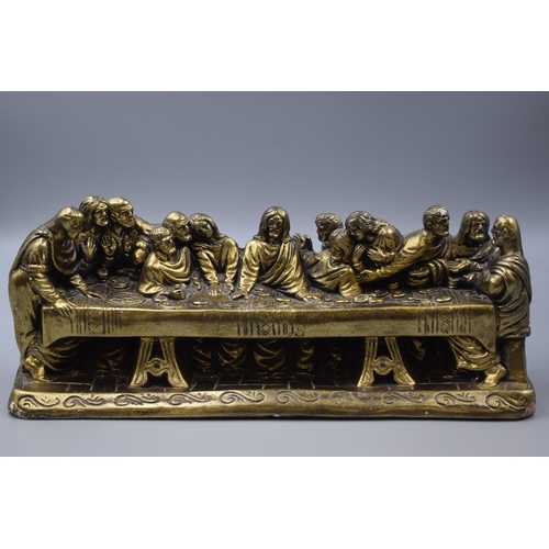 95 - Large Last Supper Diarama in Gilt Plaster. 16 Inches in Length