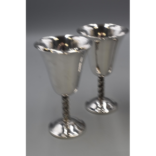 234 - Set of 4 Silver Plated Goblets with Decorative Spiral Stems