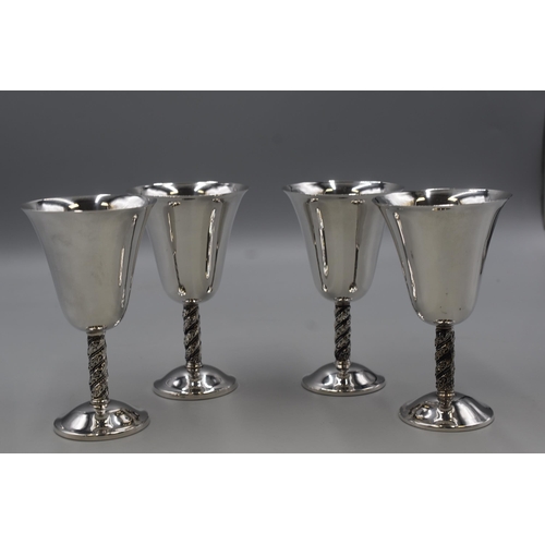 234 - Set of 4 Silver Plated Goblets with Decorative Spiral Stems