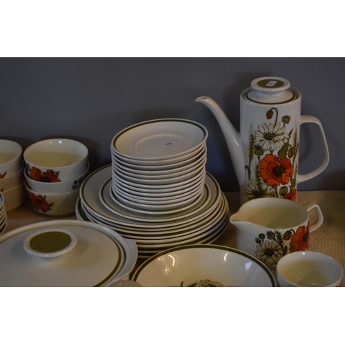 243 - About 70 Pieces J G Meakin Mid Century Dinner Service Includes Coffee Pots, Bowls Plates Cups, Sauce... 