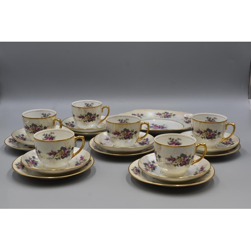 245 - Czechoslovakia Altrohlau Porcelain Factory. C.1918 - 1939, Pearl Lustre Tea Set (19 Pieces)