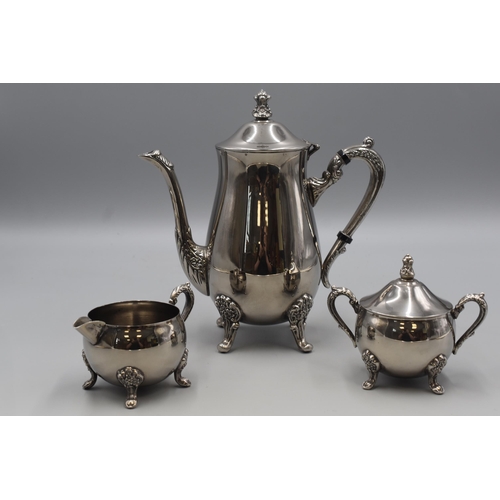 106 - Vintage Silver Plated 3 Piece Coffee set including Sugar Bowl and Milk Jug