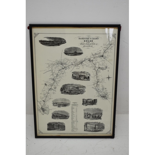 259 - Framed and Glazed Vintage Lithograph showing Harrison and Sale's Guide to East Lancashire Railway 18... 