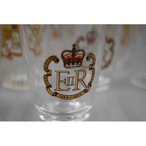 282 - Set Of Twelve ER Coronation 1953 Glasses and Set of Six 1977 Silver Jubilee Glasses