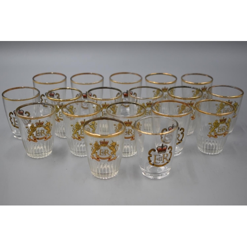 282 - Set Of Twelve ER Coronation 1953 Glasses and Set of Six 1977 Silver Jubilee Glasses