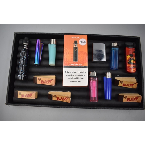 321 - Three Vape's including New Smok, Raw Tips, Lighters and More