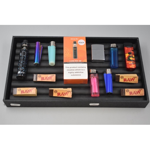 321 - Three Vape's including New Smok, Raw Tips, Lighters and More