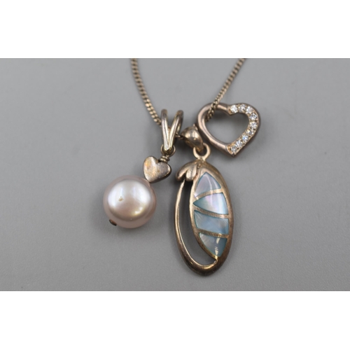 80 - Silver 925 3 Pendant Necklace