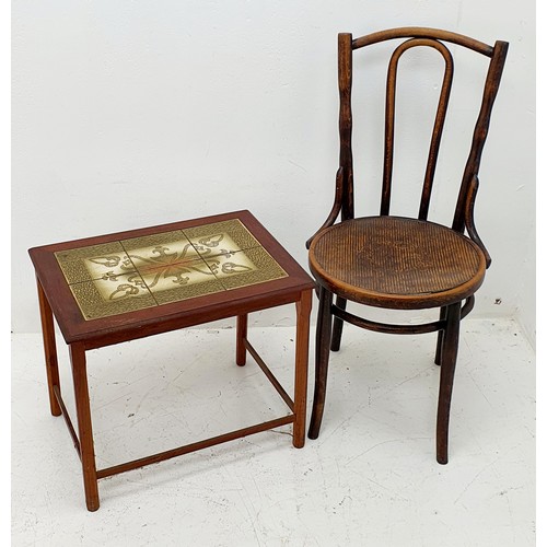 31 - Tile Topped Side Table and a Bentwood Chair