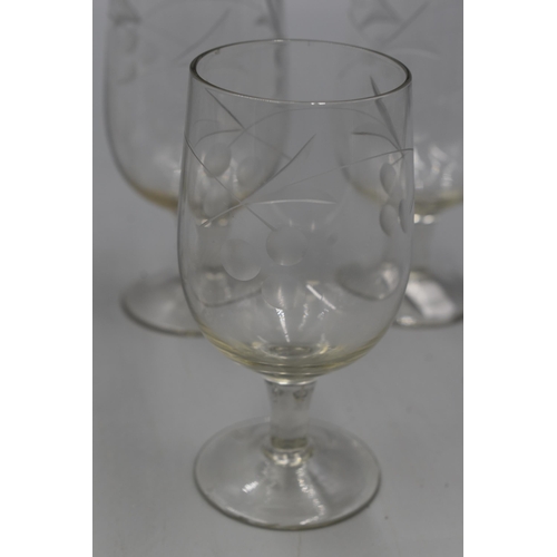 106 - Set of Six Quality Vintage Cut Glass Drinking Glasses 4.5