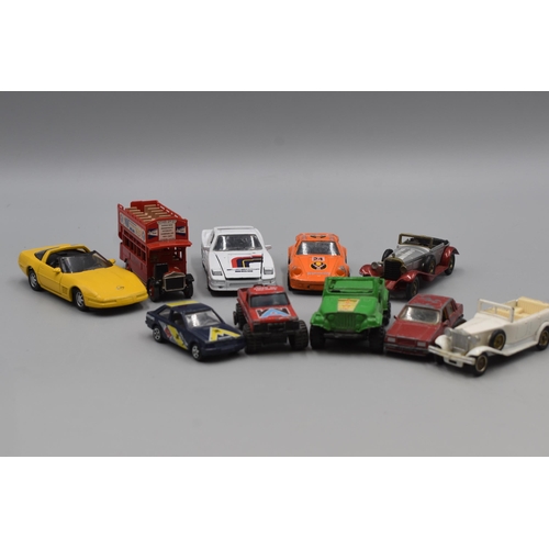 354 - Selection of 10 Die-Cast Playworn Vehicles including Maisto, Matchbox, Lledo and More