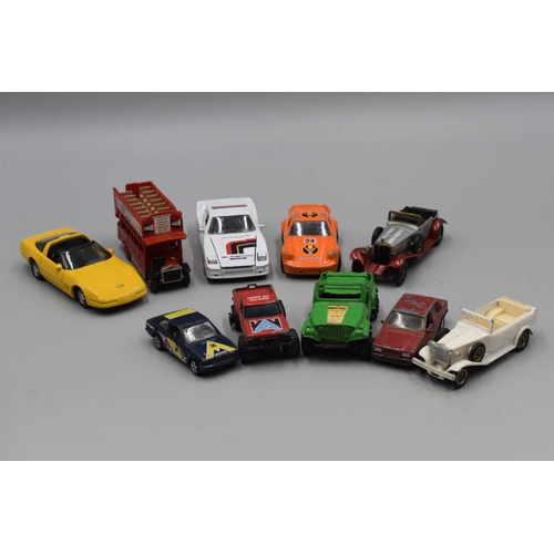 354 - Selection of 10 Die-Cast Playworn Vehicles including Maisto, Matchbox, Lledo and More