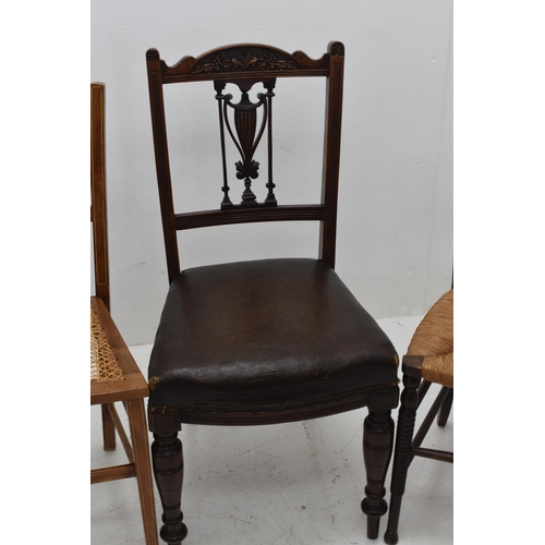 430 - Collection of Four Nice Quality Vintage Chairs to include, Wicker Seated and Leather Seated