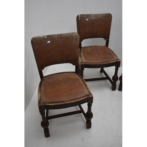 467 - Four Vintage Faux Leather Upholstered Chairs