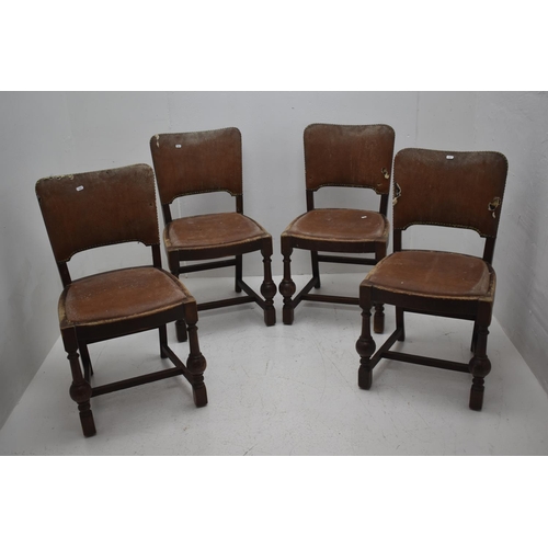 467 - Four Vintage Faux Leather Upholstered Chairs