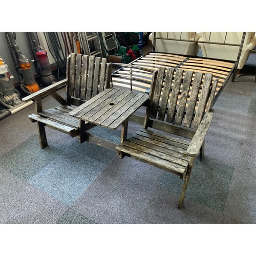 70 - Wooden Garden Bench Set with Centre Table (Length 61”)