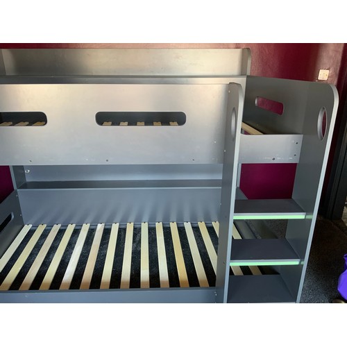 72 - Bunk Bed in Dark Grey with Ladder and built in Shelving (Size approx W198cm x D136cm x H160cm) Recen... 