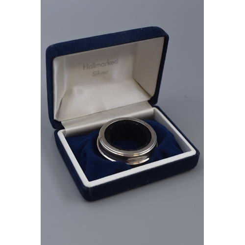 2 - Hallmarked Birmingham Silver Wine Collar in Presentation Box