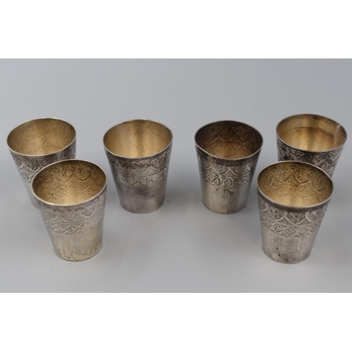 5 - Set of 6 Marked Foreign Silver Shot Glasses