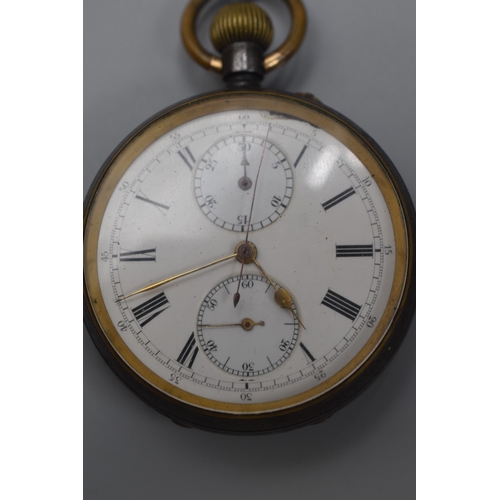 14 - Antique Pocket Watch / Stopwatch complete with Chain (Working but may require attention)