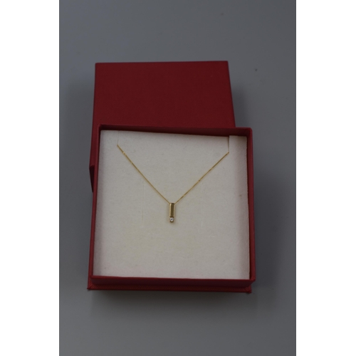 29 - Gold 375 Diamond Chip Pendant Necklace Complete with Presentation Box