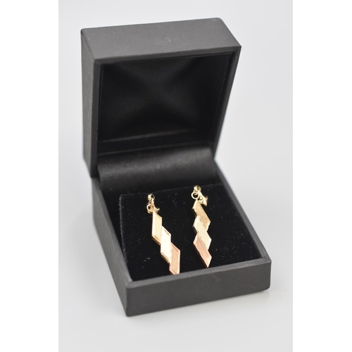 32 - Pair of Gold 9ct two tone Earrings Complete with Presentation Box