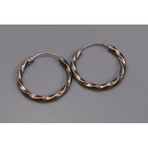 39 - Silver 925 Pair of Twisted Hoop Earrings