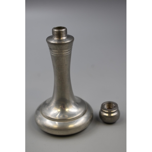 87 - Sheffield pewter perfume flask with screw cap, 13cm high.