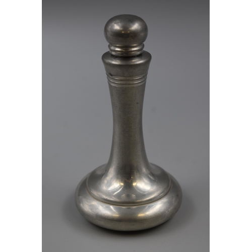 87 - Sheffield pewter perfume flask with screw cap, 13cm high.