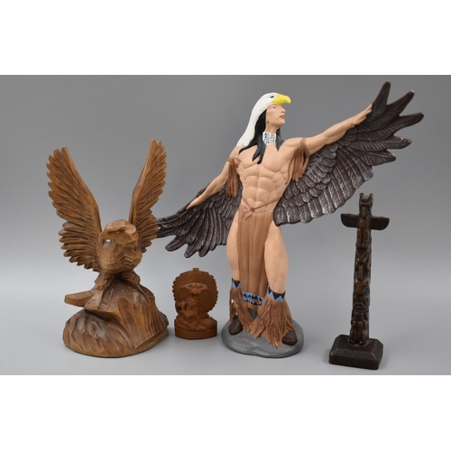 90 - Selection of Indian Figures and other to include Eagle, Totem and other