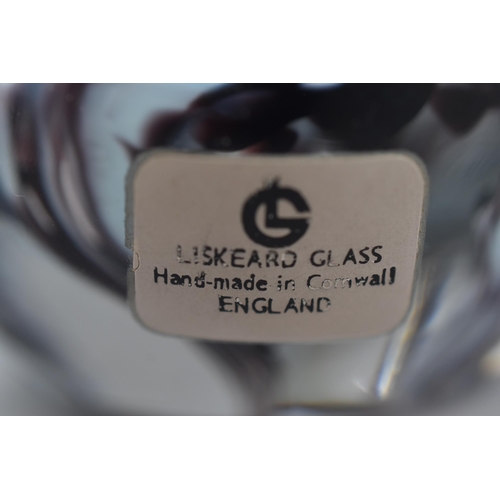 98 - Liskeard Glass Paper weight Marked to the base, comes with Label