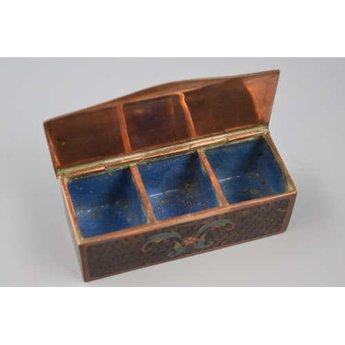 133 - Oriental Copper Enamelled Stamp Box 4Inches In Length