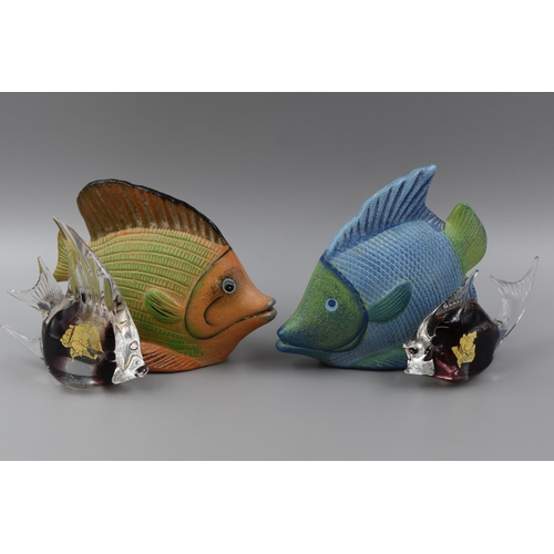 154 - Selection of Four Fish Ornaments to include Glass