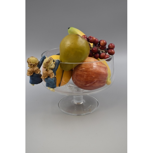 539 - Mixed lot to include engraved glass bowl with faux fruit, oriental vase, various small ornaments and... 