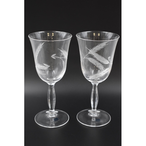 166 - Pair of Caithness Wine Glasses with Etching