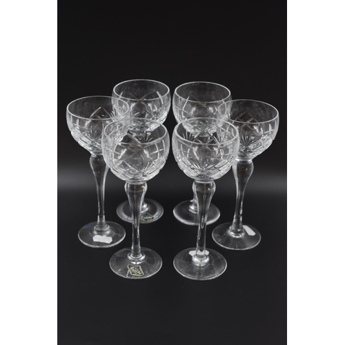 172 - Set of Six Royal Brierley Long Stemmed Crystal Glasses