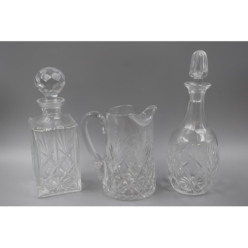 175 - Royal Brierley Water Jug and two Decanters