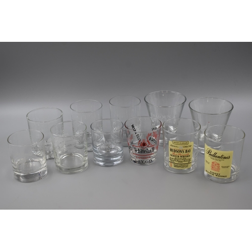 153 - Selection of 8 Grouse Glasses and Three Branded Glasses including Ballantines, Hudson's Bat, and Imp... 