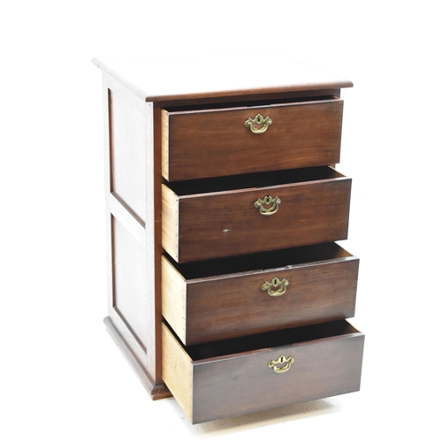 457 - Vintage Teak Four Drawer Unit with Dovetail Jointed Drawers Decorated with Brass Cantilever Handles ... 