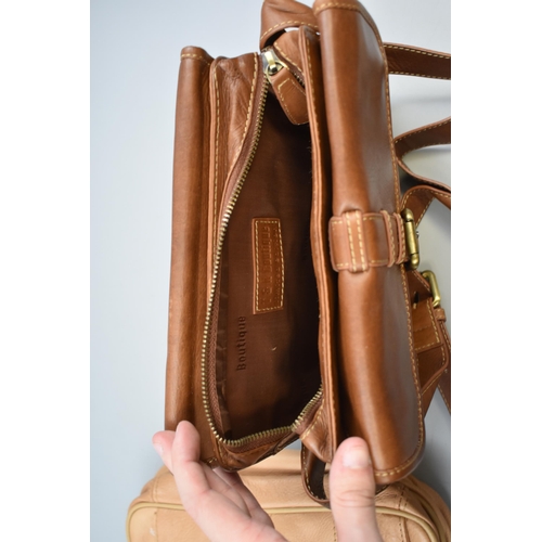 517 - Two new brown leather handbags, one from T&K boutique and one from Lorenz