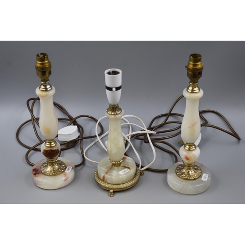 297 - Three Marble Table Lamps including Matching Pair