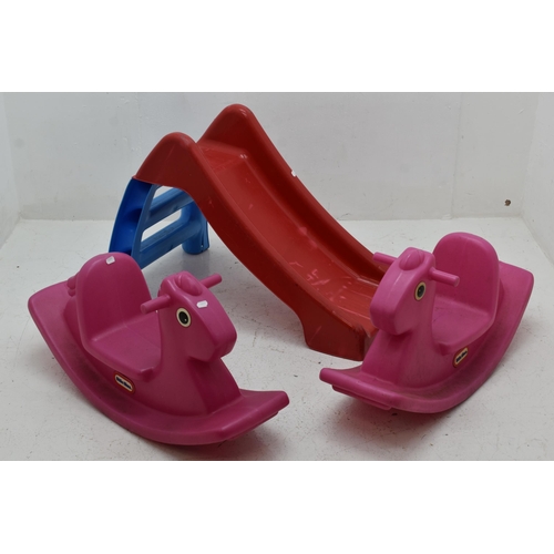 451 - Two Little Tikes Rocking Horses and a Kiddies Slide
