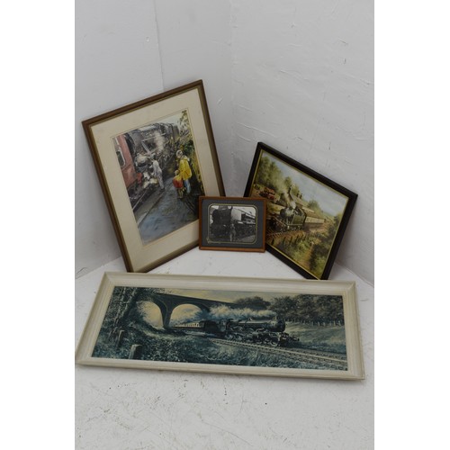 576 - A Selection of Train Items. Includes Train Framed Pictures and Prints, Flying Scotsman Model, Train ... 