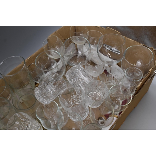 609 - Large Selection of Mixed Glassware including Whisky, Wine and Pint Glasses