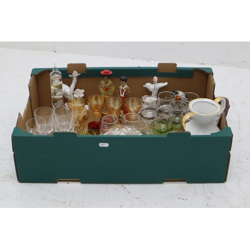 264 - A Mixed Selection To Include Ceramic Figures, Alcohol Miniatures, Glasses Sets and More.