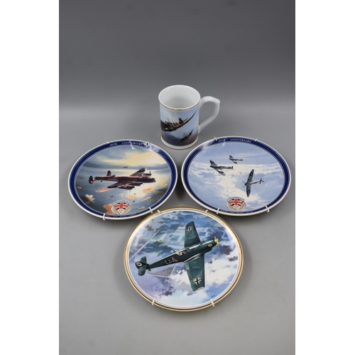 110 - A Selection Of WWII Commemorative Ceramics Depicting WWII Fighter Planes. Includes Wedgwood, Edwardi... 