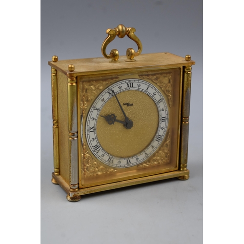 116 - Swiss Brass Imhof 15 Jewel Reversible Mantle / Desk Clock a/f